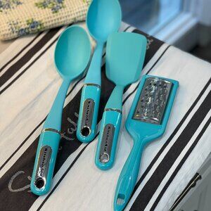 3 KitchenAid Aqua Sky Blue Kitchen Utensils + Rubbermaid Cheese Grater